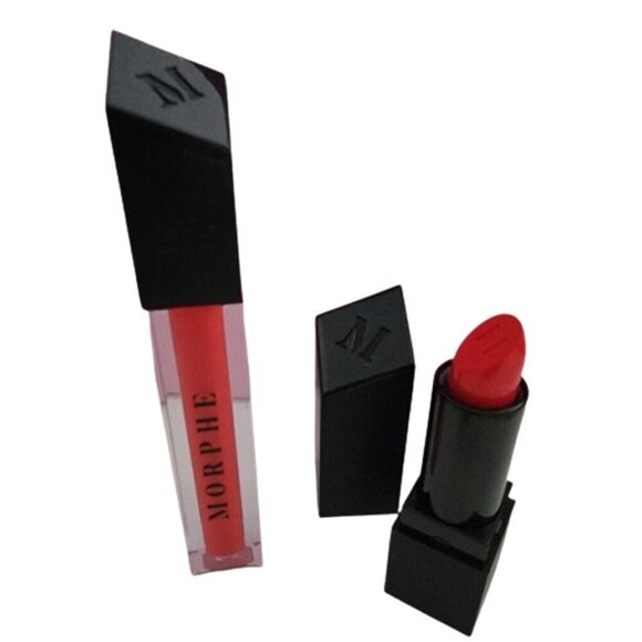 Morphe Creme Lipstick and Lip Gloss Duo Hotshot Red 👄 - Picture 1 of 7